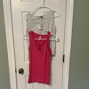 Pink and White Tank Tops